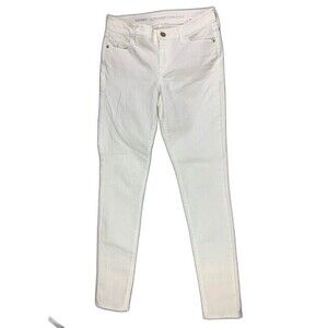 Old Navy Size 2 Womens White Jeans Mid Rise Super Skinny Stretch